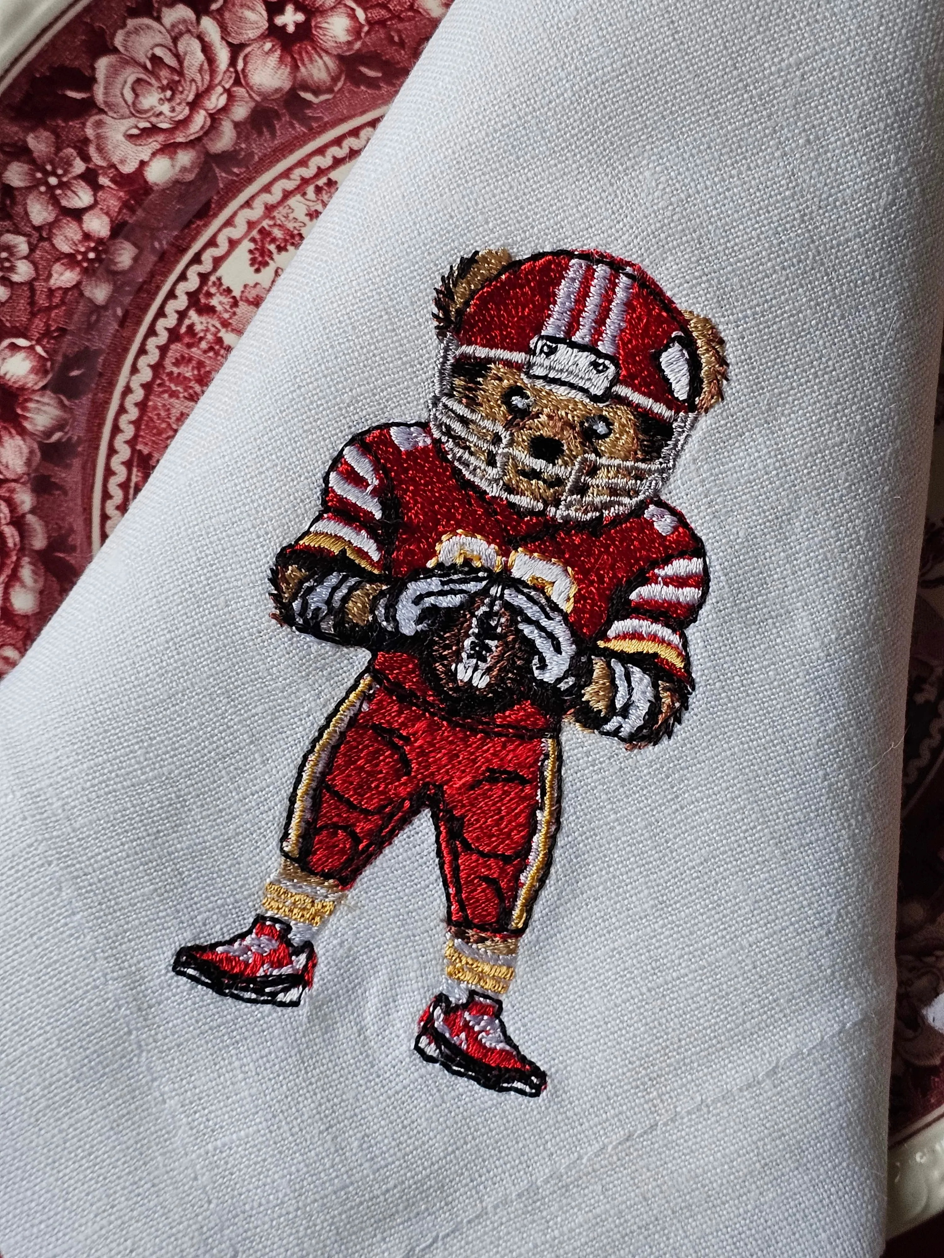 #112 | Football Bear | Linen napkins