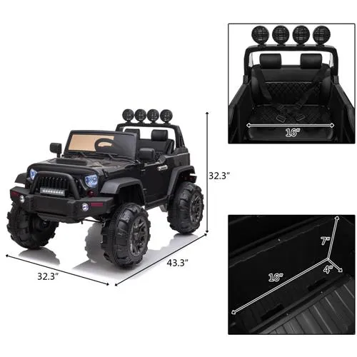 12V Kids Ride On Car MP3 2.4GHZ Remote Control LED Lights Black **