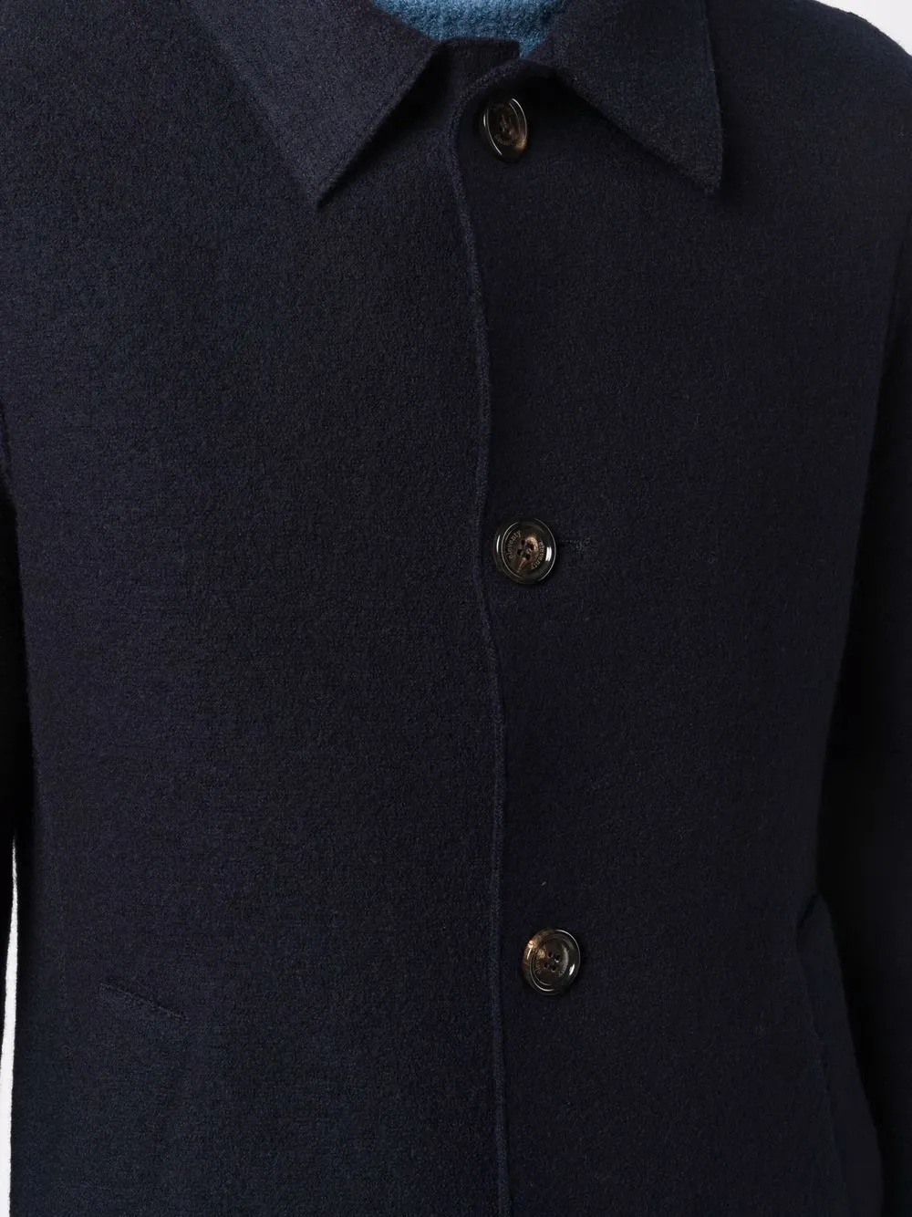 $1,395 ELEVENTY - Navy Blue Essential Pure Wool Top Coat - 40 US (50EU)