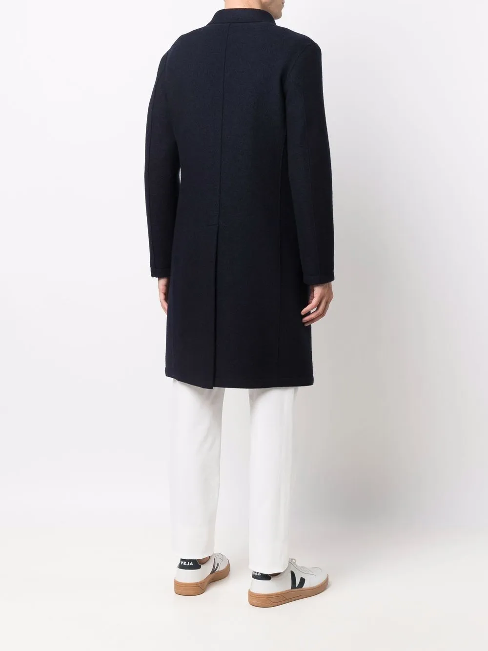 $1,395 ELEVENTY - Navy Blue Essential Pure Wool Top Coat - 40 US (50EU)