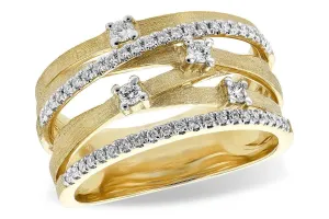 14K Yellow Gold Criss Cross Diamond Fashion Ring (.37ctw)