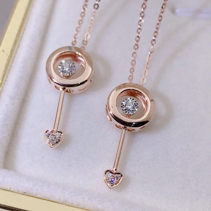 18K Gold 0.017ct Real Diamond Love at First Sight Pendant Necklace
