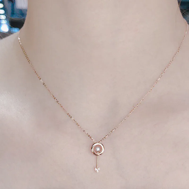18K Gold 0.017ct Real Diamond Love at First Sight Pendant Necklace