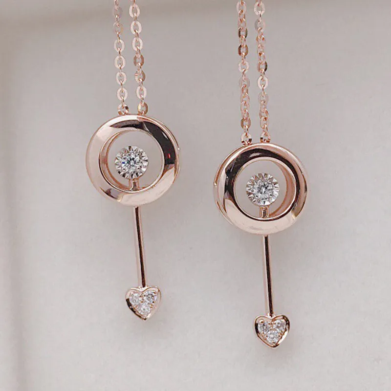 18K Gold 0.017ct Real Diamond Love at First Sight Pendant Necklace