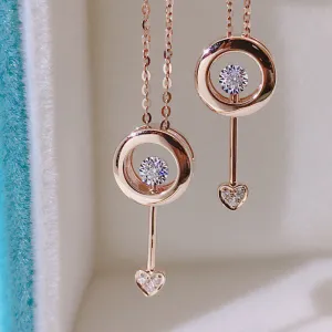 18K Gold 0.017ct Real Diamond Love at First Sight Pendant Necklace