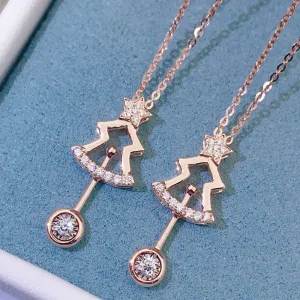 18K Gold 0.075ct Natural Diamond Christmas Tree Pendant Necklace Color H, Clarity SI