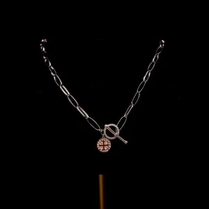 18K Gold 0.16 Carat Diamond Round Disk Chain Coin Pendant Necklace