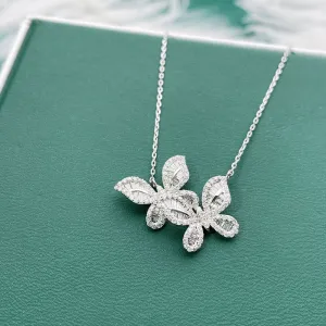 18K Gold 0.75ct Diamond Butterfly Pendant Necklace with Chain 18''