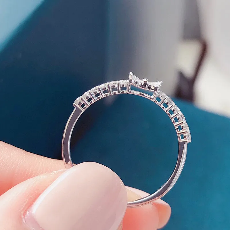 18K Gold Bow Diamond Ring Exclusively Handcrafted 0.23 Carat Natural Diamond (H-F Color, VS1-VS2 Clarity)