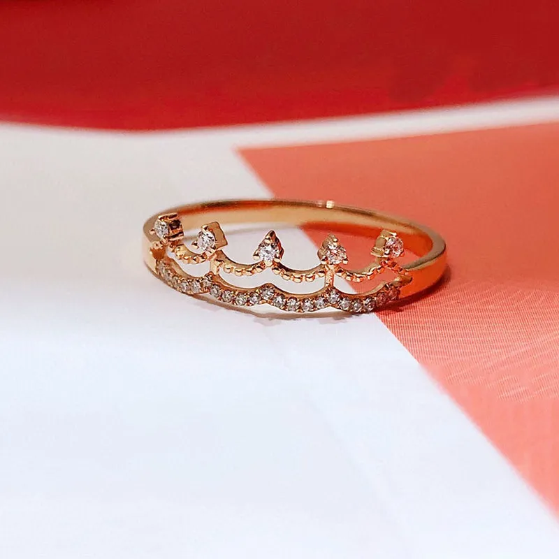 18K Gold Crown Bust Diamond Ring Exclusively Handcrafted 0.078 Carat Natural Diamond (H-F Color, VS1-VS2 Clarity)