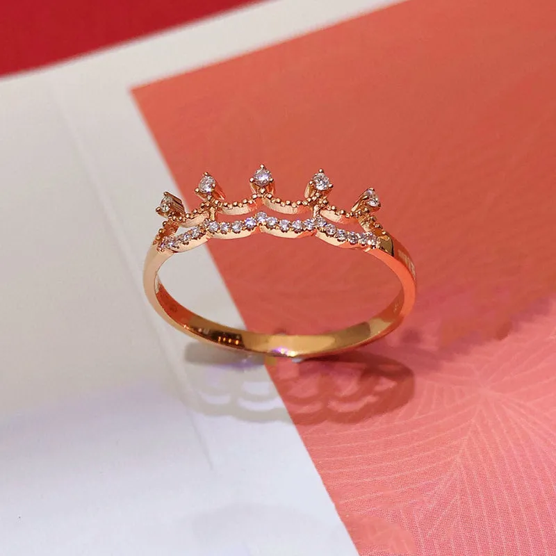 18K Gold Crown Bust Diamond Ring Exclusively Handcrafted 0.078 Carat Natural Diamond (H-F Color, VS1-VS2 Clarity)