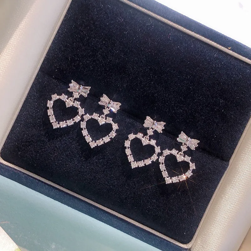 18k Gold Diamond Heart-shaped Earring Exclusively Handcrafted 0.4 Carat Natural Diamond (H-F Color, VS1-VS2 Clarity)