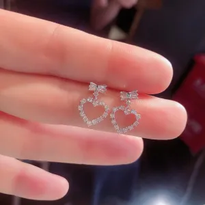 18k Gold Diamond Heart-shaped Earring Exclusively Handcrafted 0.4 Carat Natural Diamond (H-F Color, VS1-VS2 Clarity)