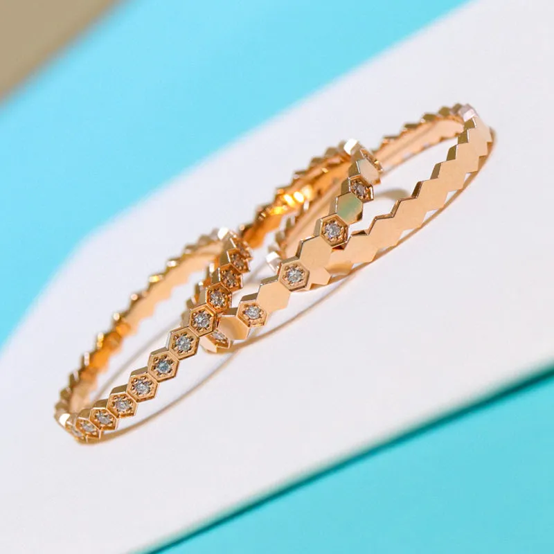 18k Gold Diamond Honeycomb Metal Half & Full Eternity Ring Exclusively Handcrafted Natural Diamond (H-F Color, VS1-VS2 Clarity)