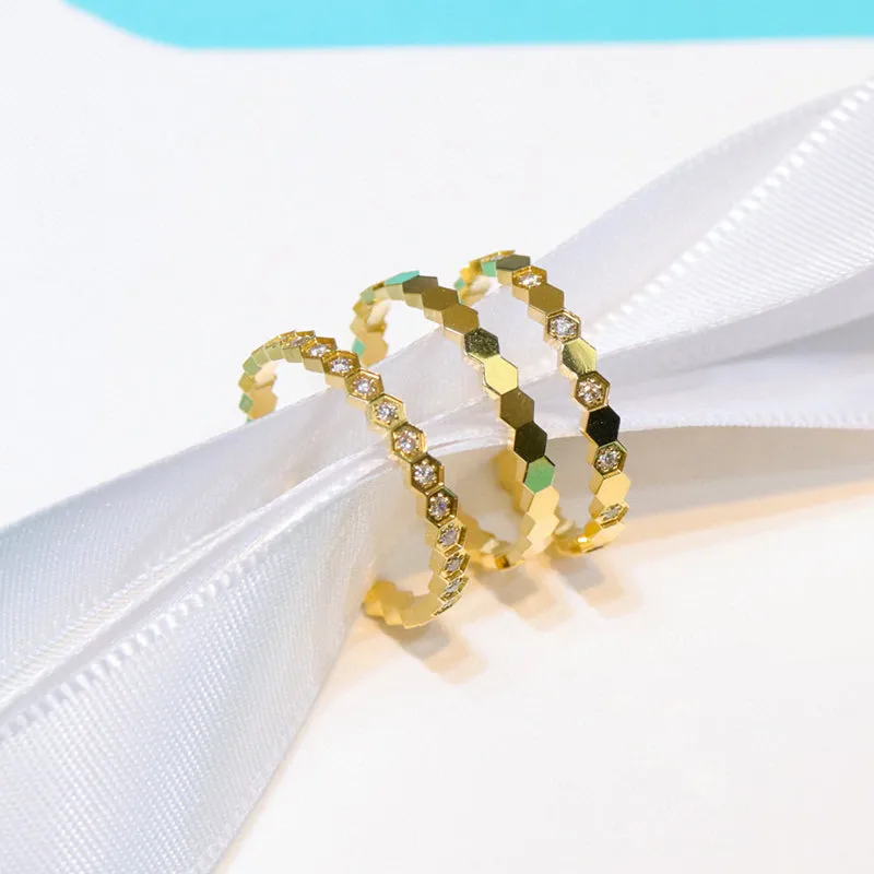 18k Gold Diamond Honeycomb Metal Half & Full Eternity Ring Exclusively Handcrafted Natural Diamond (H-F Color, VS1-VS2 Clarity)