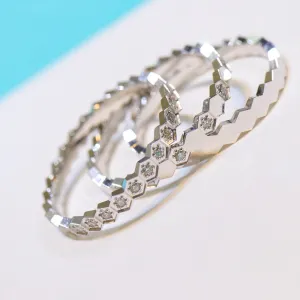18k Gold Diamond Honeycomb Metal Half & Full Eternity Ring Exclusively Handcrafted Natural Diamond (H-F Color, VS1-VS2 Clarity)