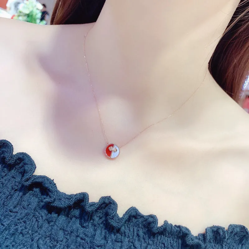 18K Gold Diamond Red Agate Pearl Exquisite  Necklace Pearl Tail Chain Exclusively Handcrafted Carat Natural Diamond (H-F Color, VS1-VS2 Clarity)