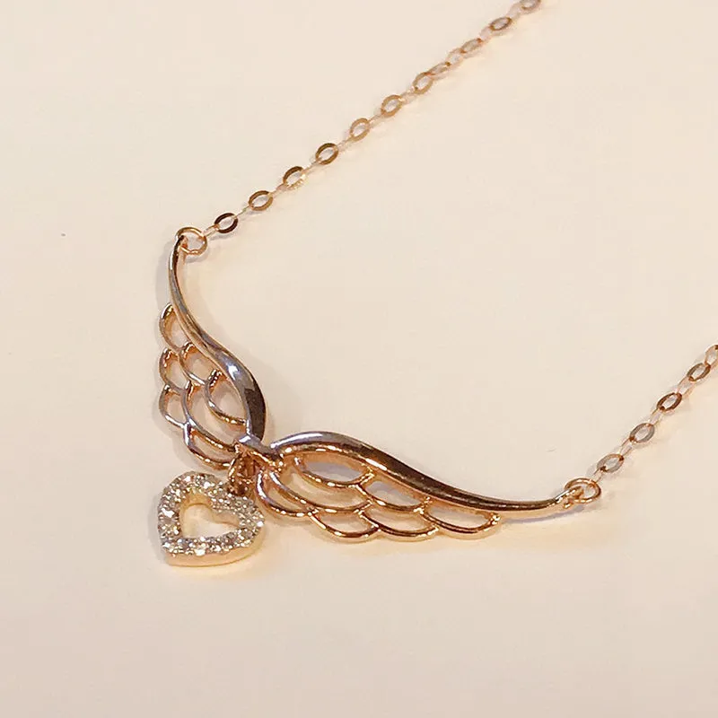 18K Gold Fashion Heart-shaped Pendant Necklace Exclusively Handcrafted 0.062 Carat Natural Diamond (H-F Color, VS1-VS2 Clarity)