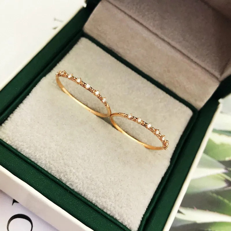 18K Gold Fashion Simple bust Diamond Ring Exclusively Handcrafted 0.042 Carat Natural Diamond (H-F Color, VS1-VS2 Clarity)