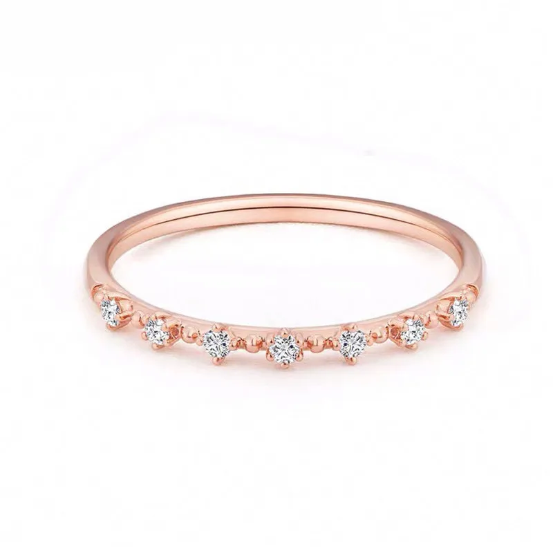 18K Gold Fashion Simple bust Diamond Ring Exclusively Handcrafted 0.042 Carat Natural Diamond (H-F Color, VS1-VS2 Clarity)