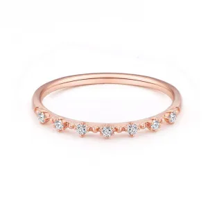 18K Gold Fashion Simple bust Diamond Ring Exclusively Handcrafted 0.042 Carat Natural Diamond (H-F Color, VS1-VS2 Clarity)