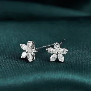 18K Gold Pear Diamond Flower Stud Earrings Exclusively Handcrafted 0.326 Carat Natural Diamond (H-F Color, VS1-VS2 Clarity)