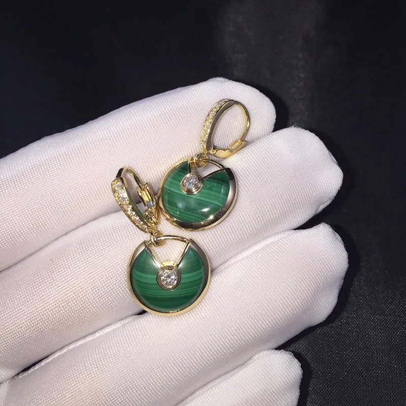18K Gold Round Cut Diamond Gemstone Fashion Drop Earrings