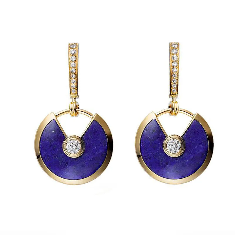 18K Gold Round Cut Diamond Gemstone Fashion Drop Earrings