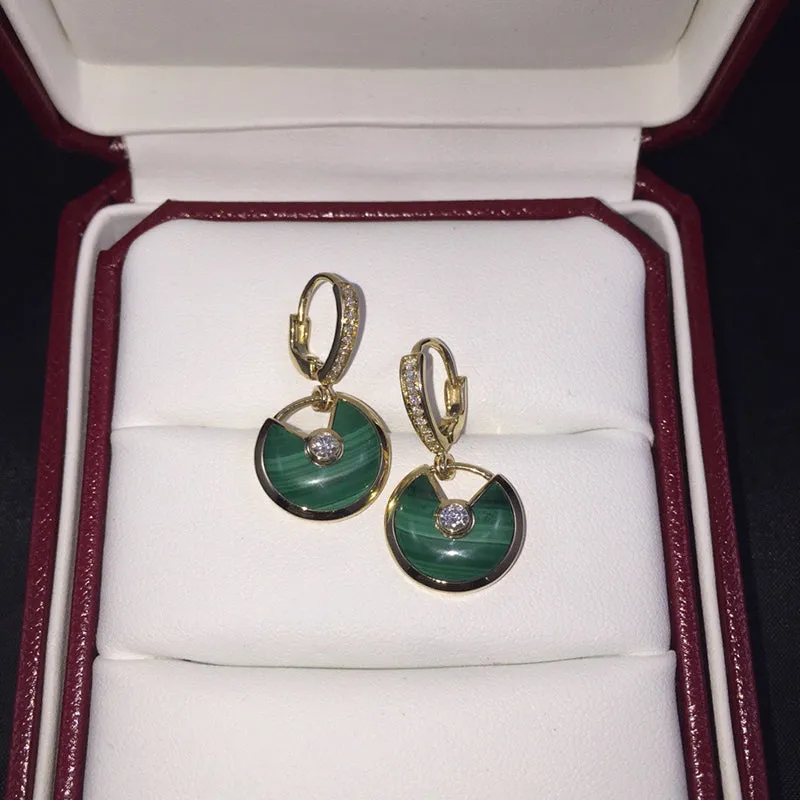 18K Gold Round Cut Diamond Gemstone Fashion Drop Earrings