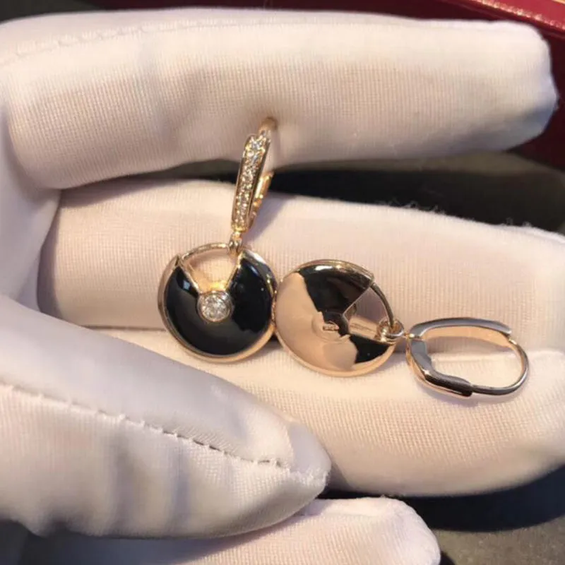18K Gold Round Cut Diamond Gemstone Fashion Drop Earrings