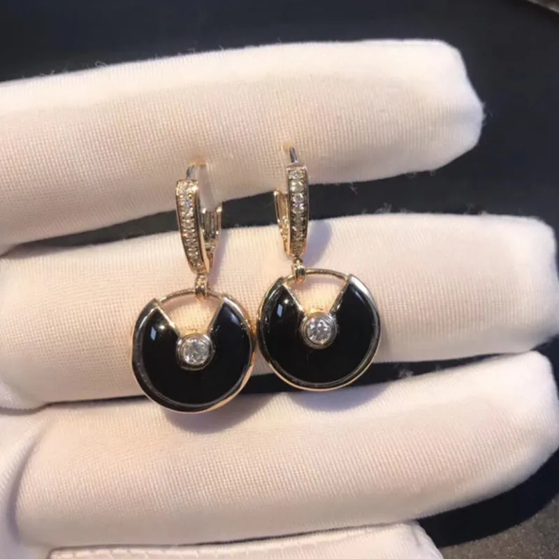 18K Gold Round Cut Diamond Gemstone Fashion Drop Earrings