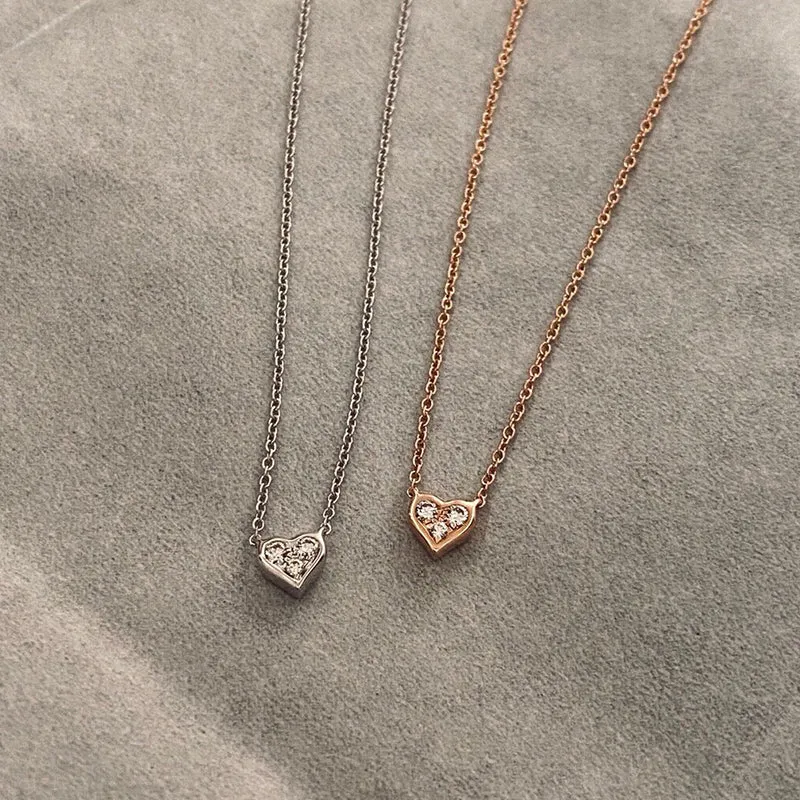 18K Gold Round Diamond  Heart Pendant Exclusively Handcrafted 0.05 Carat Natural Diamond (H-F Color, VS1-VS2 Clarity)