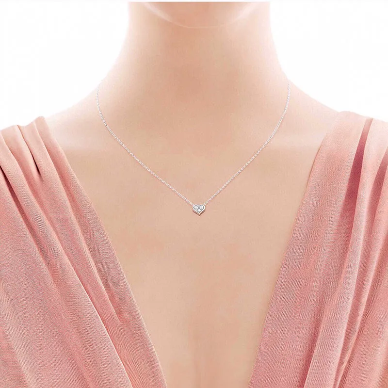 18K Gold Round Diamond  Heart Pendant Exclusively Handcrafted 0.05 Carat Natural Diamond (H-F Color, VS1-VS2 Clarity)