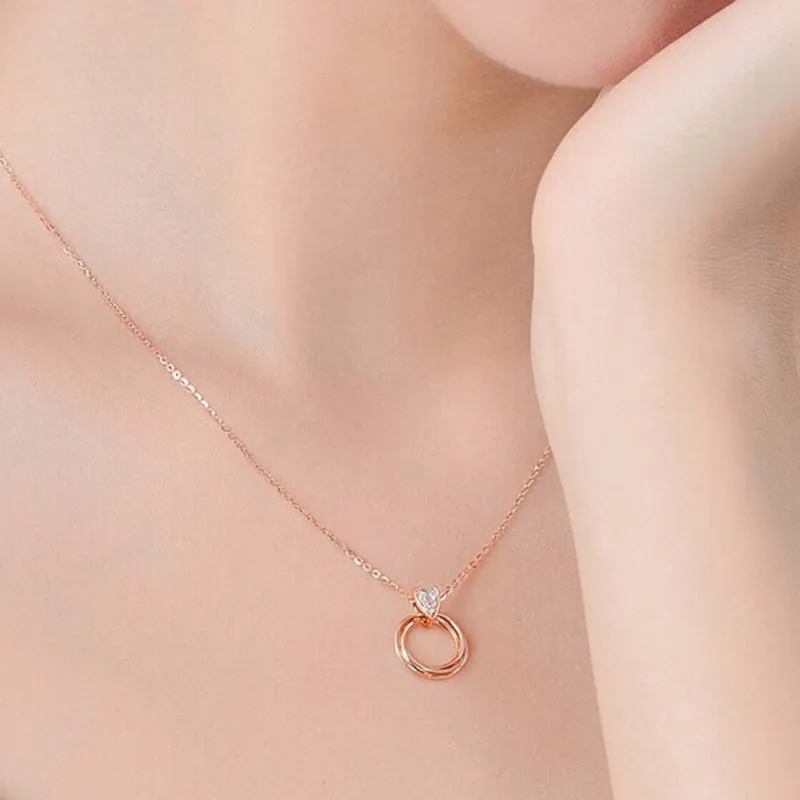 18K Gold Simplicity Fashion Heart-shaped Pendant Necklace Exclusively Handcrafted Natural Diamond (H-F Color, VS1-VS2 Clarity)