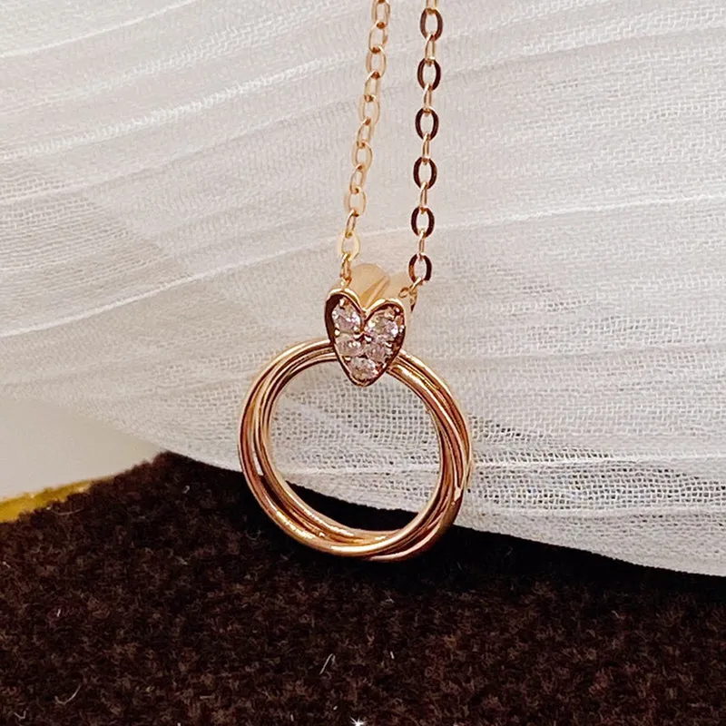 18K Gold Simplicity Fashion Heart-shaped Pendant Necklace Exclusively Handcrafted Natural Diamond (H-F Color, VS1-VS2 Clarity)