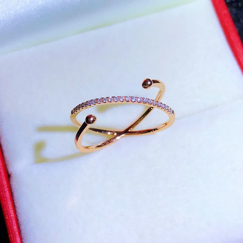 18K Gold star Dotted Exquisite Bust Diamond Ring Exclusively Handcrafted 0.068 Carat Natural Diamond (H-F Color, VS1-VS2 Clarity)
