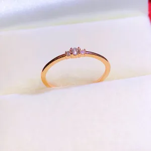 18K Gold The New Three-stone Diamond Ring Exclusively Handcrafted 0.076 Carat Natural Diamond (H-F Color, VS1-VS2 Clarity)