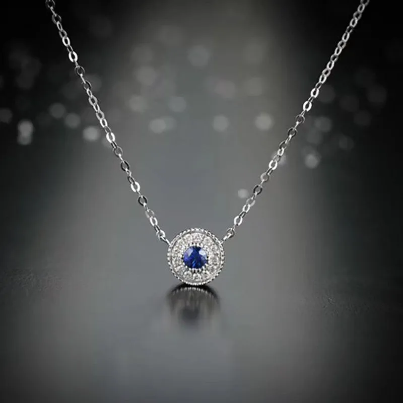 18K Gold Vintage Natural Ruby Sapphire Emerald Halo Pendant Necklace