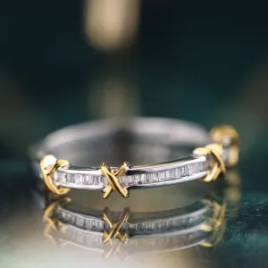 18K White Gold/Rose Gold Two-Tone Diamond Ring Exclusively Handcrafted 0.20ct Natural Diamond (H-F Color, VS1-VS2 Clarity)