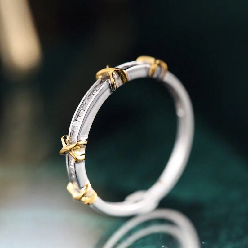18K White Gold/Rose Gold Two-Tone Diamond Ring Exclusively Handcrafted 0.20ct Natural Diamond (H-F Color, VS1-VS2 Clarity)