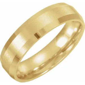 18K Yellow Gold 5 mm Comfort-Fit Beveled Edge Band With Satin Finish