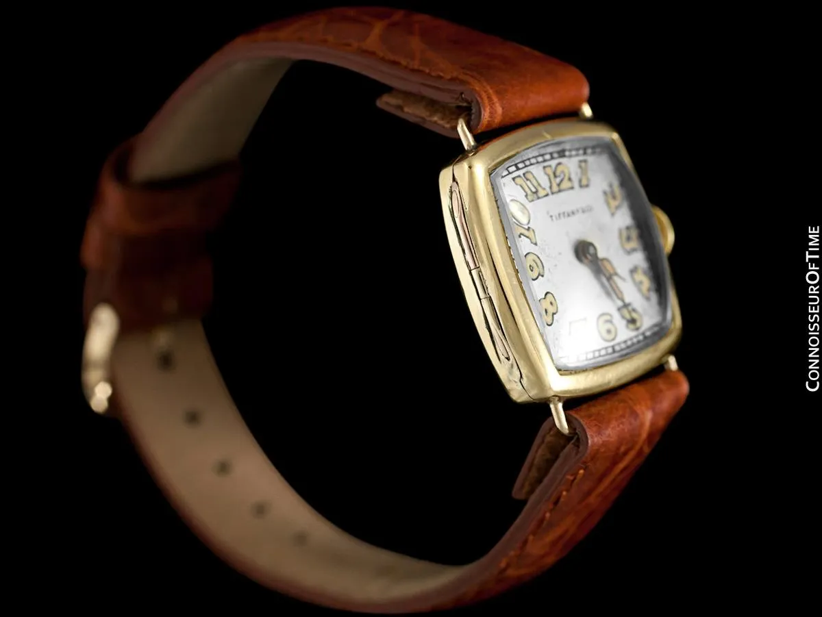 1918 Tiffany & Co. by Longines Mens Midsize Unisex Art Deco Wristwatch - 18K Gold