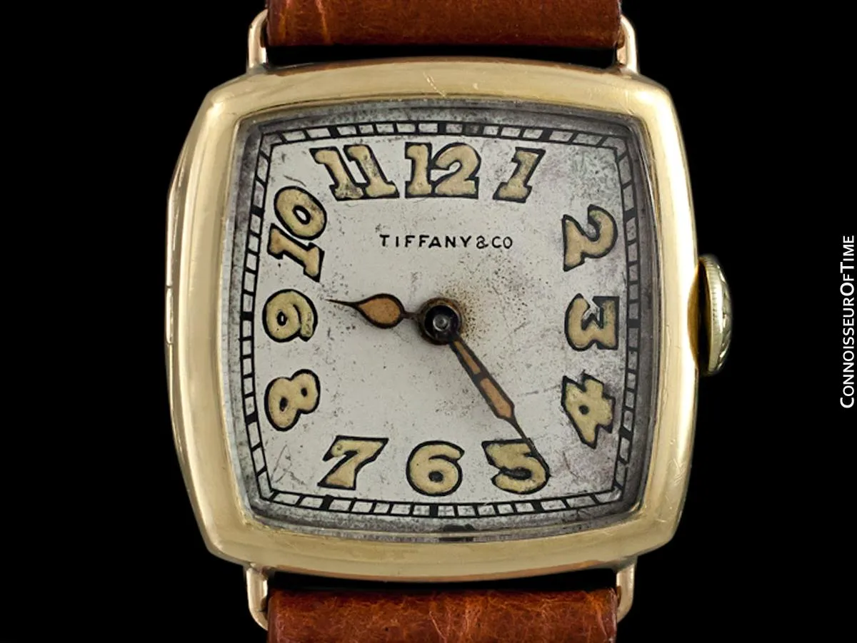 1918 Tiffany & Co. by Longines Mens Midsize Unisex Art Deco Wristwatch - 18K Gold