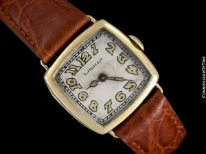 1918 Tiffany & Co. by Longines Mens Midsize Unisex Art Deco Wristwatch - 18K Gold