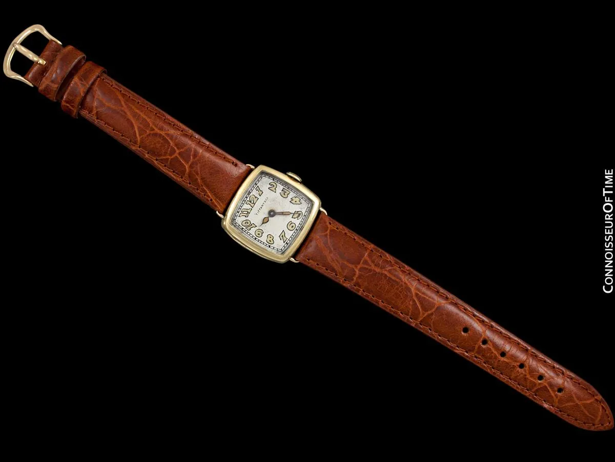 1918 Tiffany & Co. by Longines Mens Midsize Unisex Art Deco Wristwatch - 18K Gold