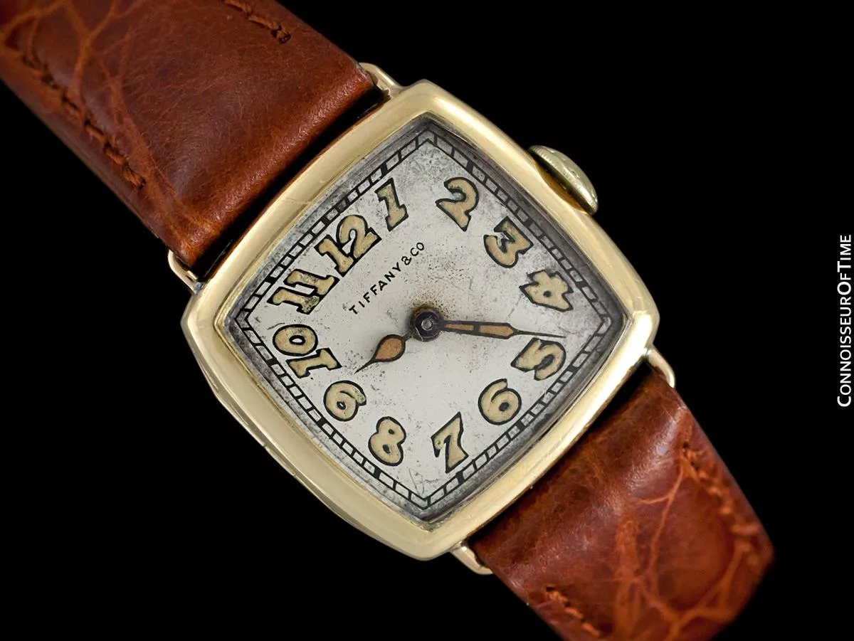 1918 Tiffany & Co. by Longines Mens Midsize Unisex Art Deco Wristwatch - 18K Gold