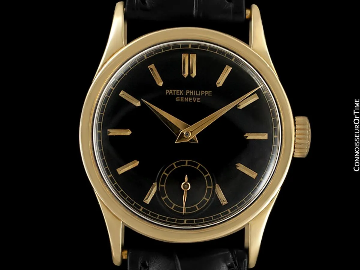 1941 Patek Philippe Vintage Calatrava Ref. 96 Mens Watch, 18K Gold - Rare Black Dial
