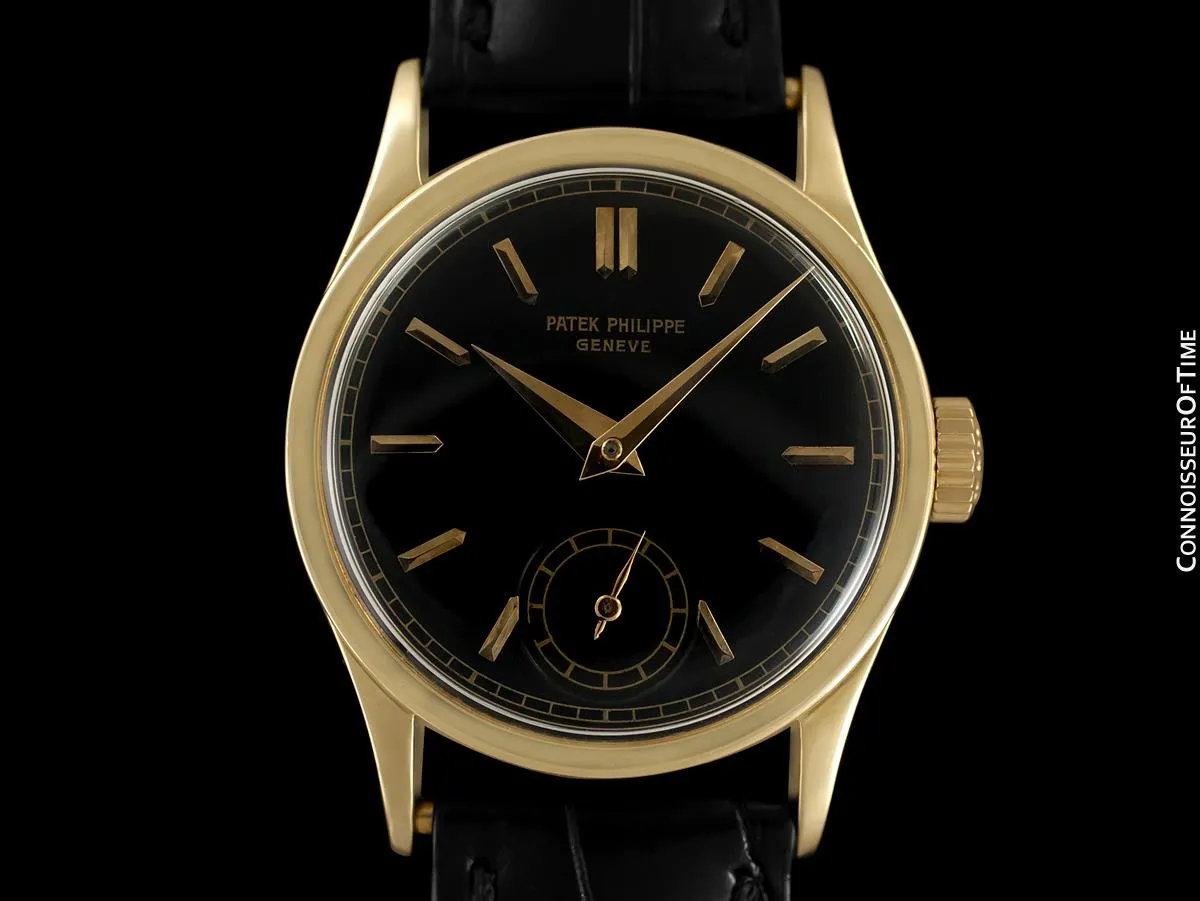 1941 Patek Philippe Vintage Calatrava Ref. 96 Mens Watch, 18K Gold - Rare Black Dial