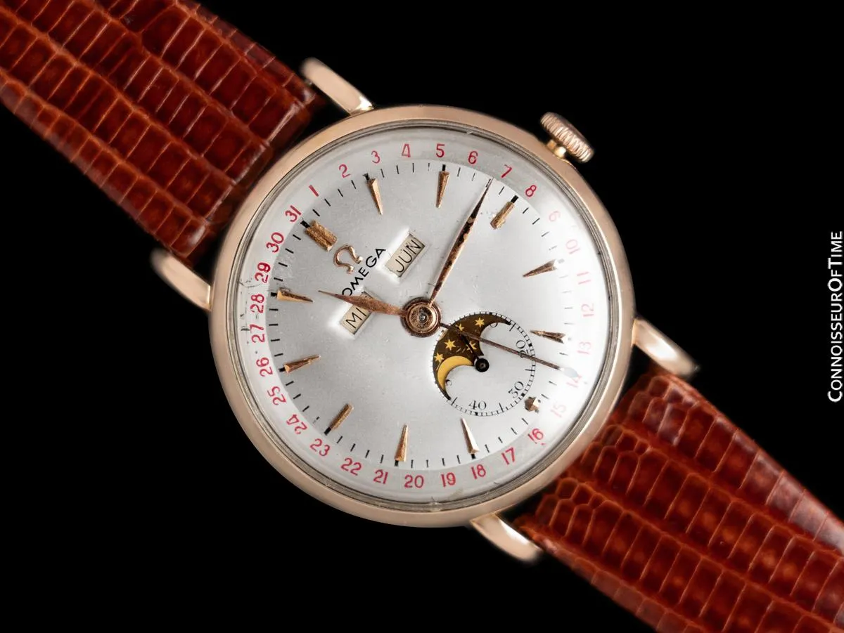 1950 Omega Cosmic Vintage Triple Date, Moon Phase Watch - 18K Rose Gold