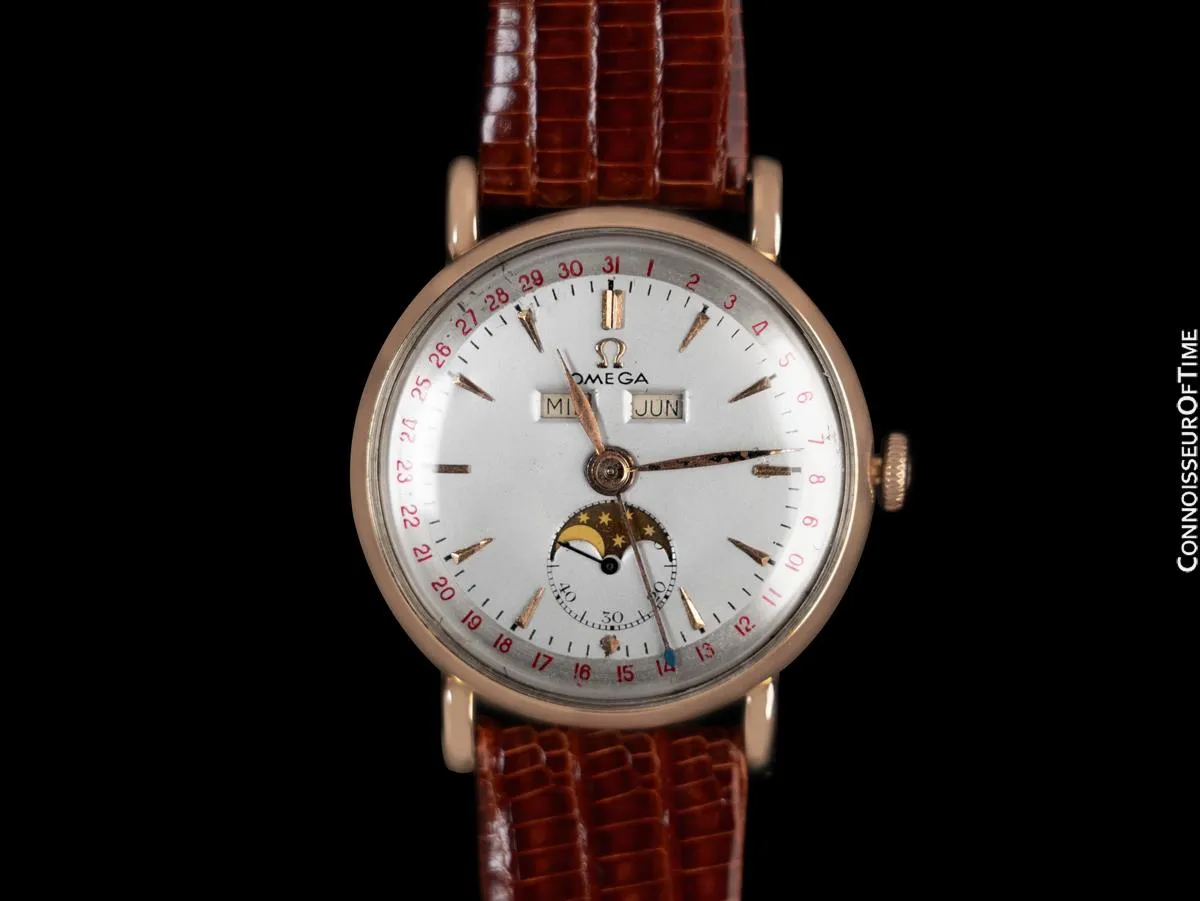 1950 Omega Cosmic Vintage Triple Date, Moon Phase Watch - 18K Rose Gold